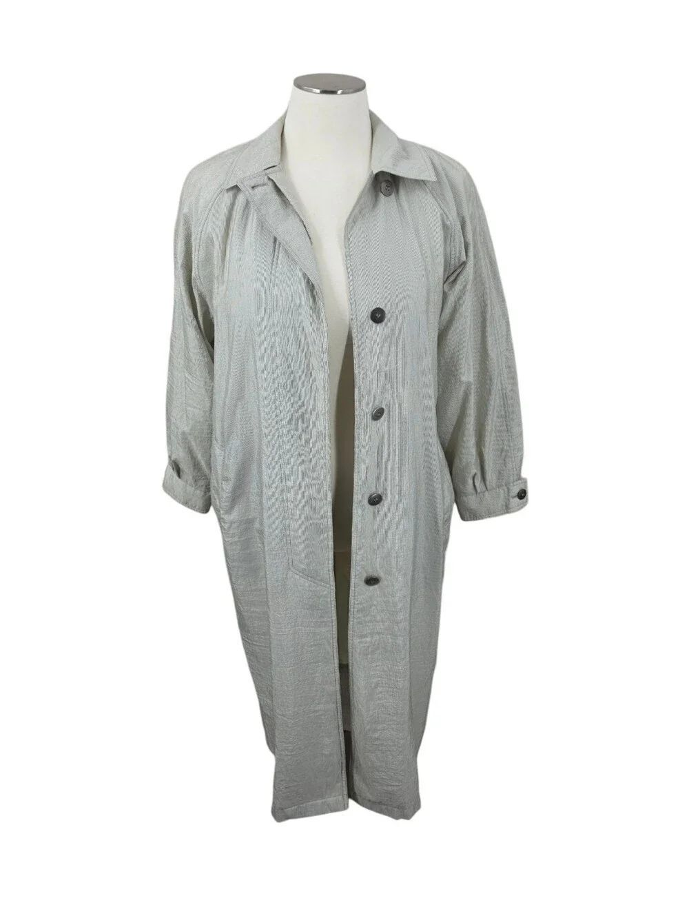 Vintage Misty Harbor Light Gray Pinstripes Windbreaker Lightweight Trench Coat